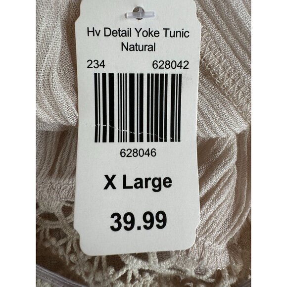 Indigo Soul Natural Rayon & Cotton Tunic With Crochet Yoke & Ruffle Hem X-Large - Picture 15 of 16